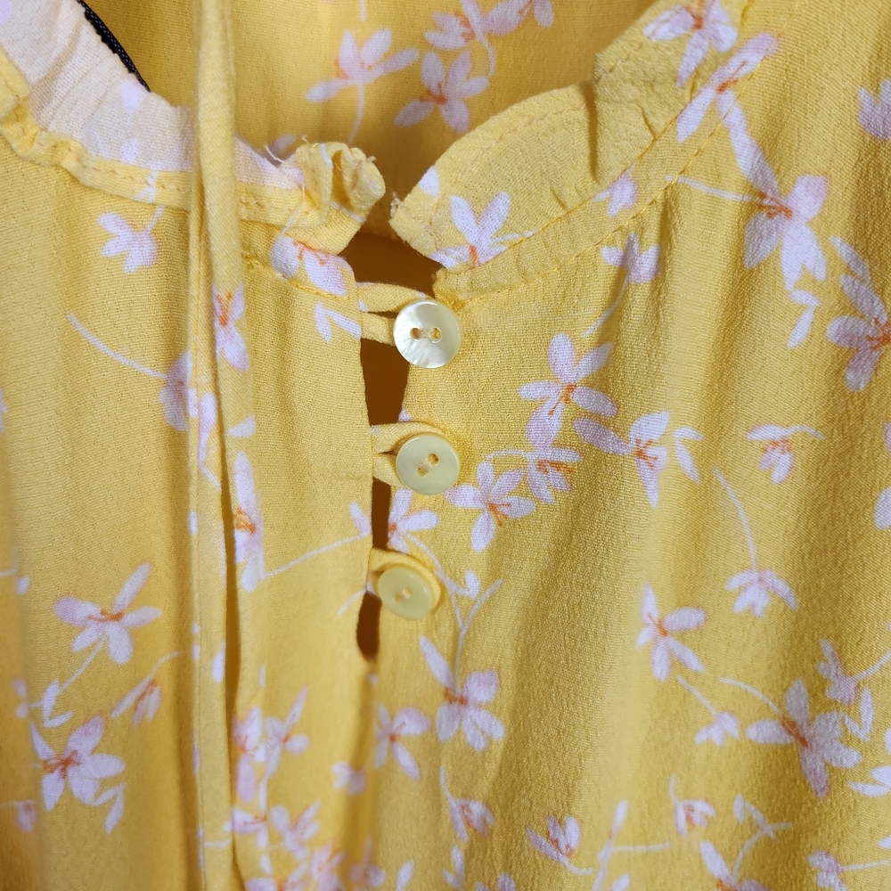 NWT Sophie Rue Yellow Multi Floral Puff Sleeve‎ Mini Peasant Dress Large #646 - Picture 7 of 14